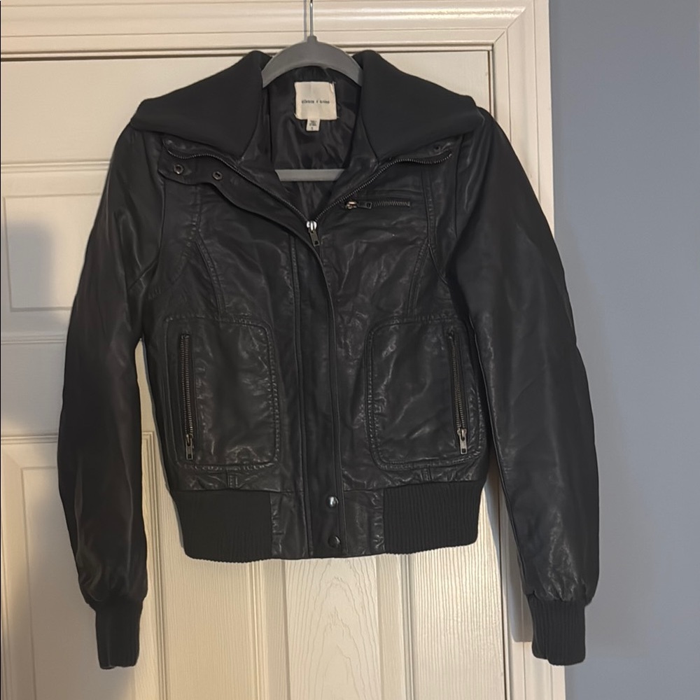 Women's Gray Faux Leather Jacket